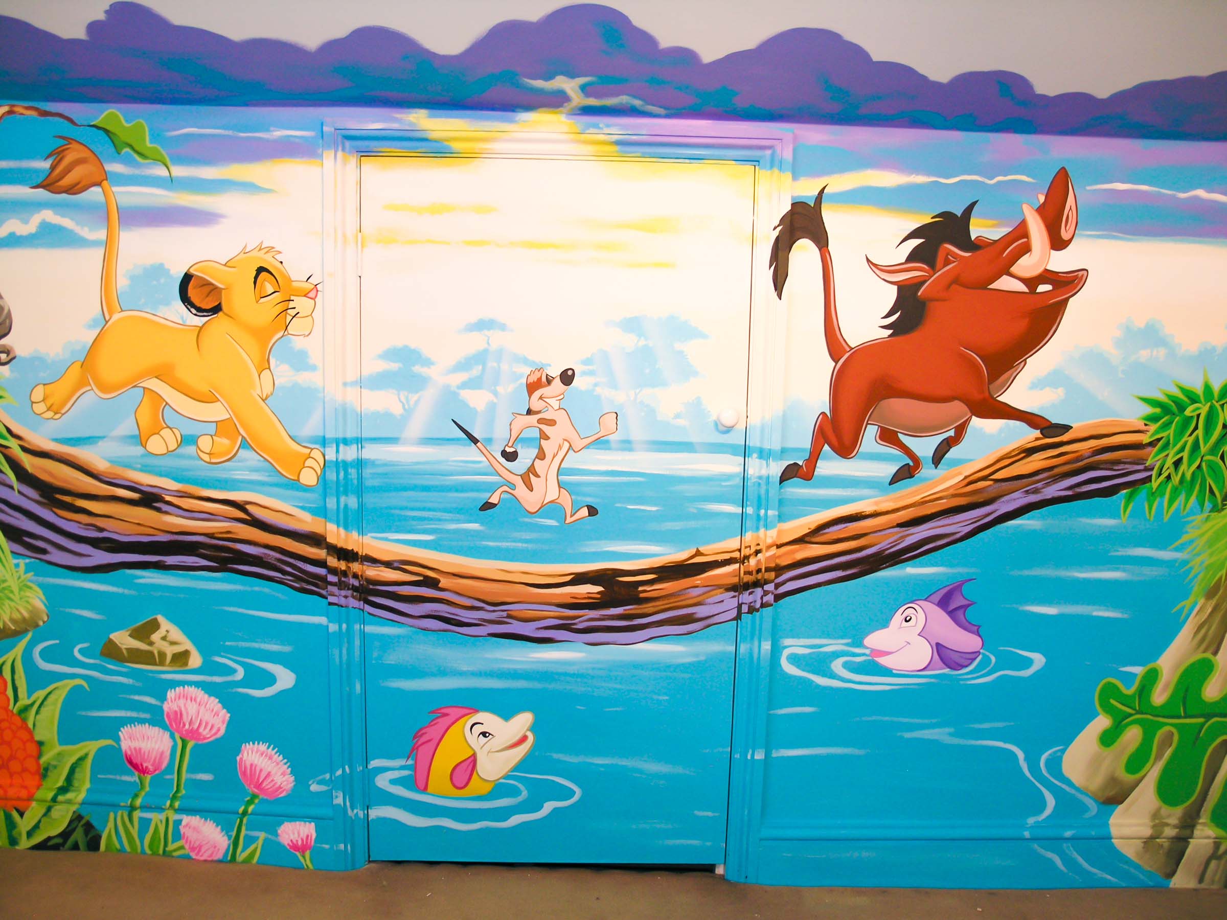 lion king mural. This one shows the right hand corner and furniture placement around the room