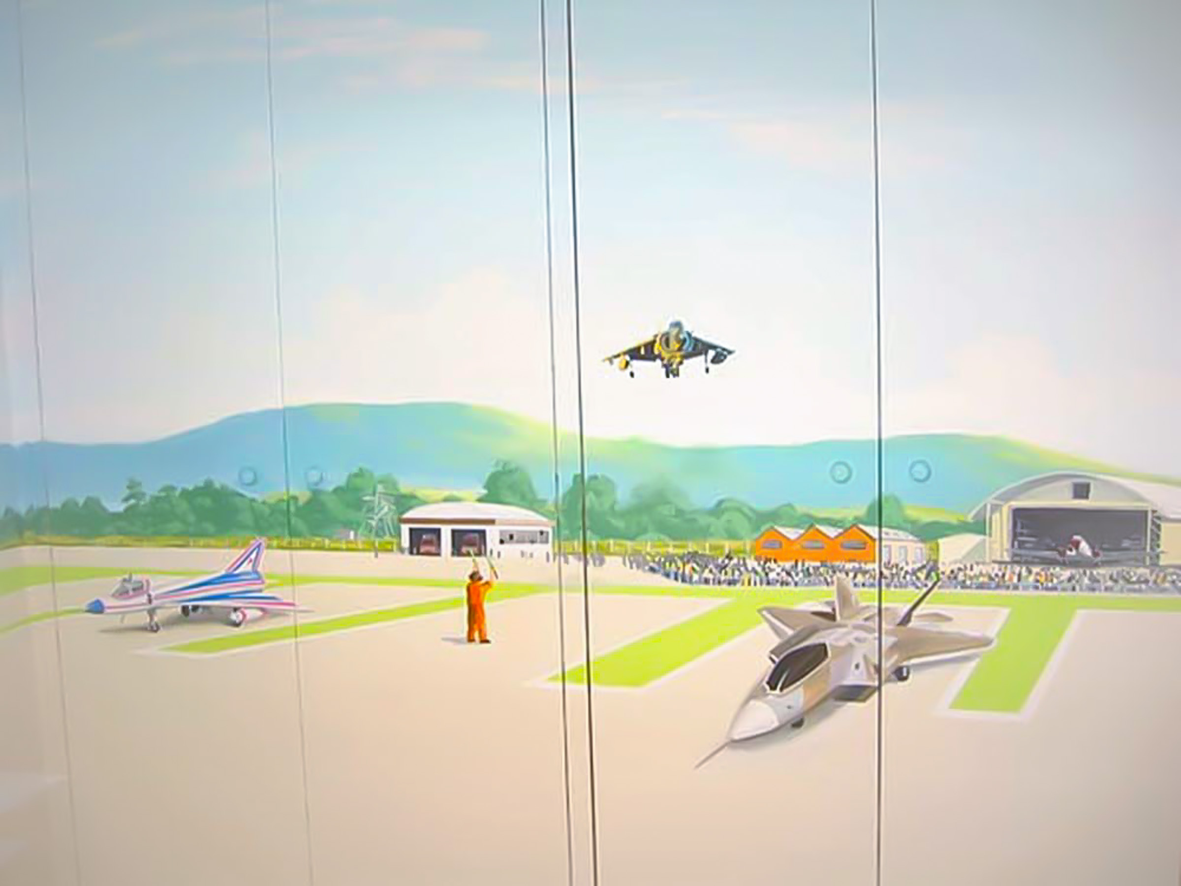 Air Show painted on fitted wardrobes