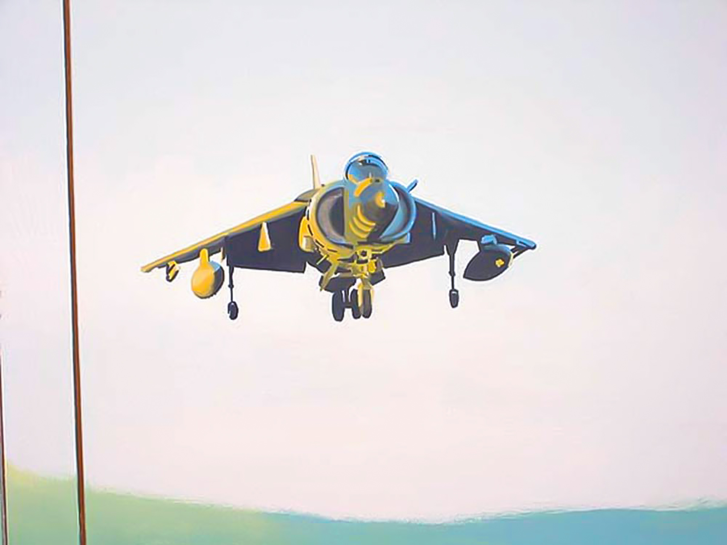 Harrier jump jet in boy's bedroom mural