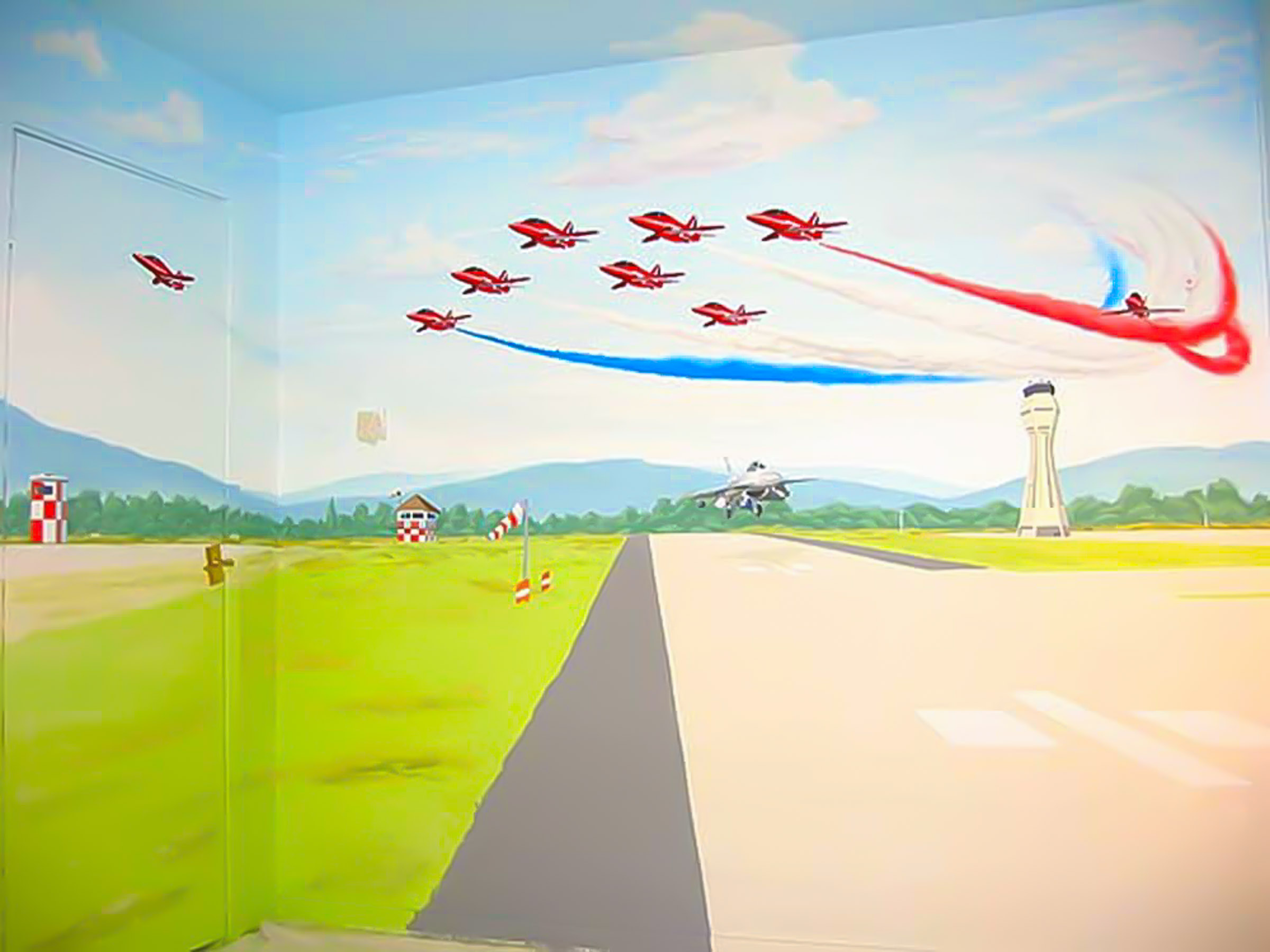Red Arrows top gun airshow mural kids room