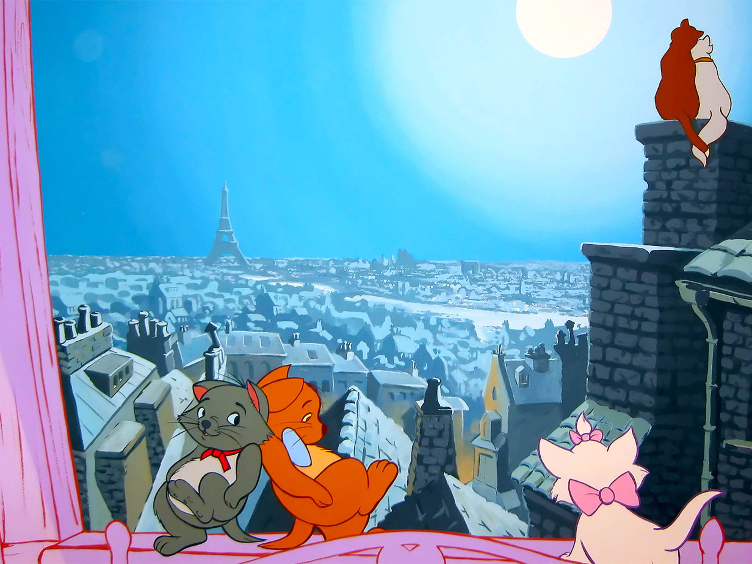 Berlioz and Toulouse dancing on the windowsill, and Marie catches a romantic moment between Duchess and O'Malley