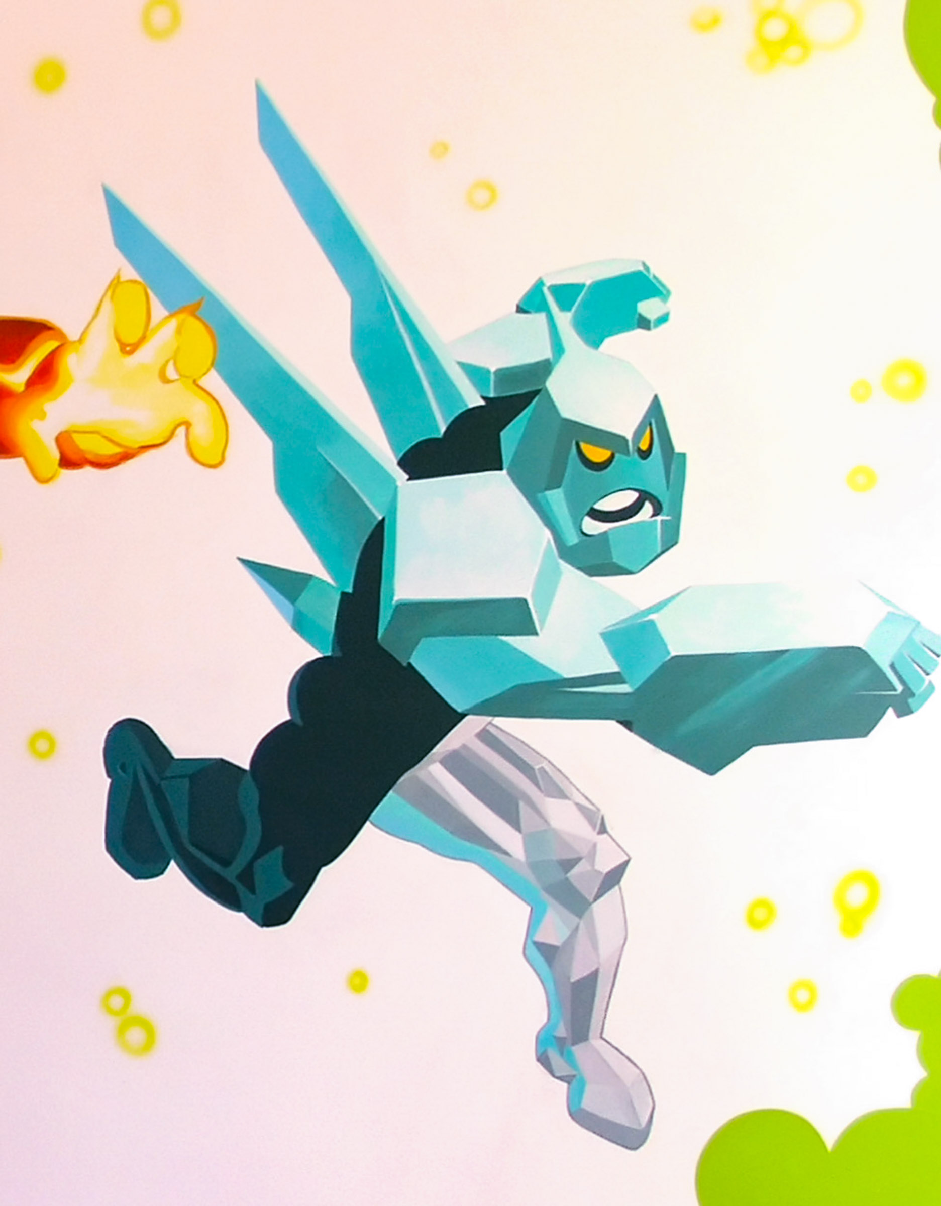 Diamondhead character on the Ben 10 mural