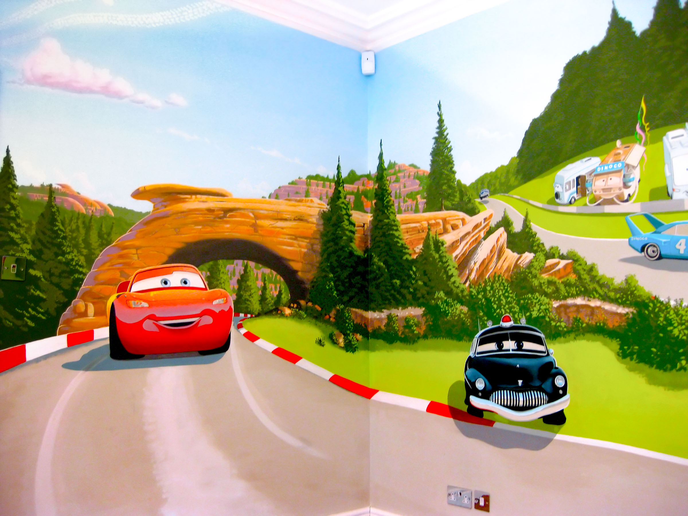 mural in corner of boys room
