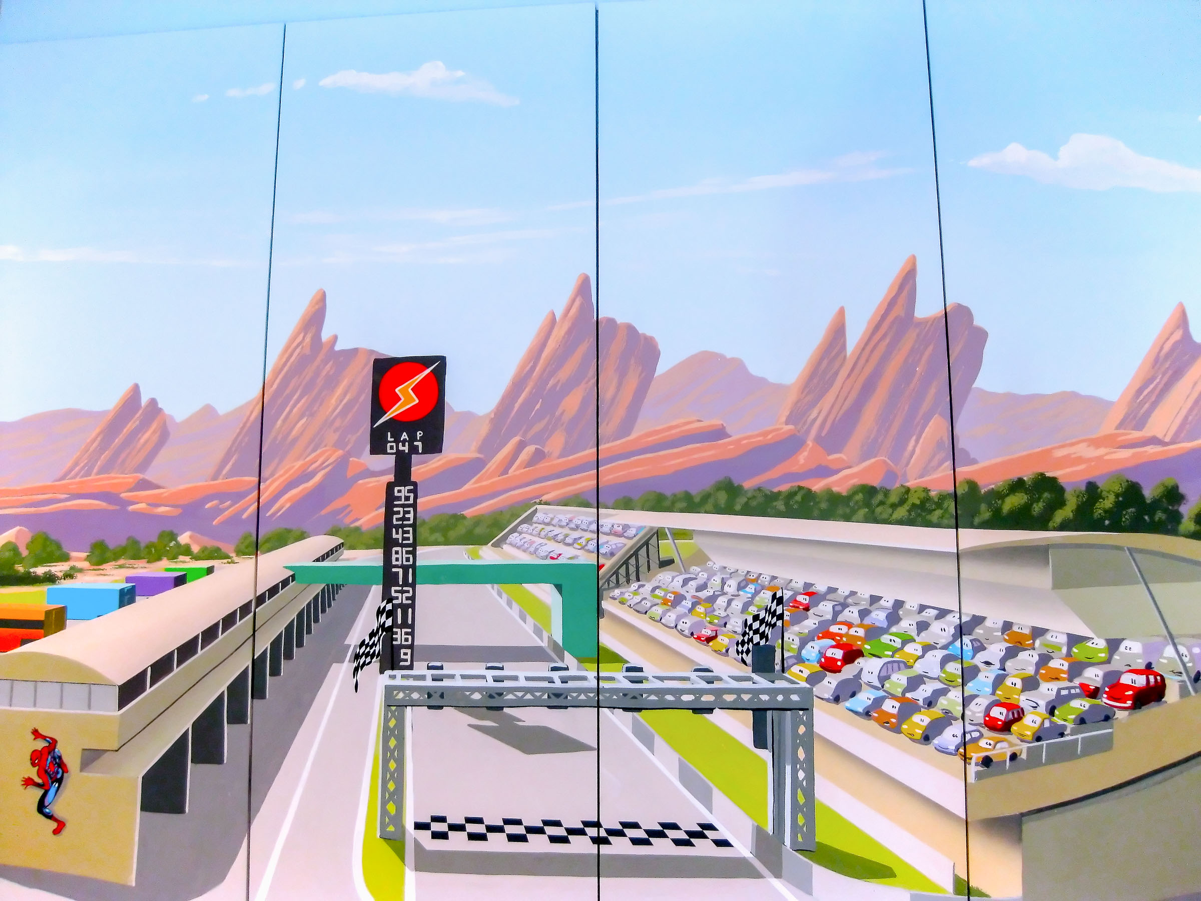 Radiator Springs Hills from Pixars Cars, kids mural