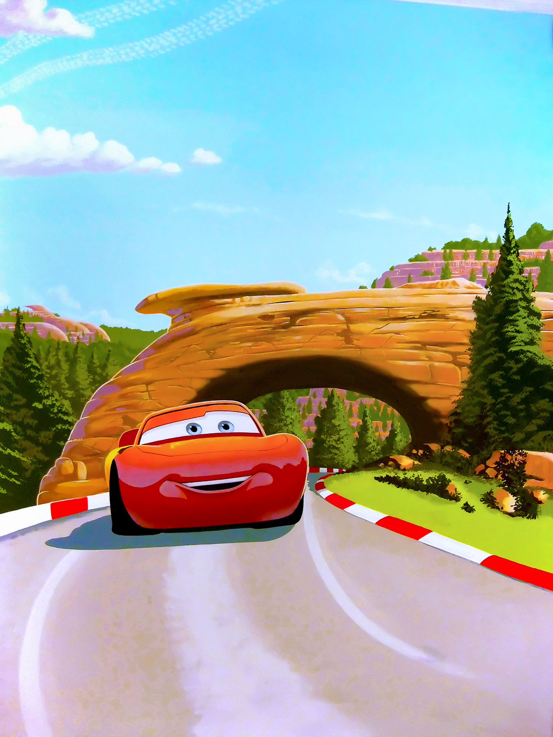 Cars mural with Lightning McQueen