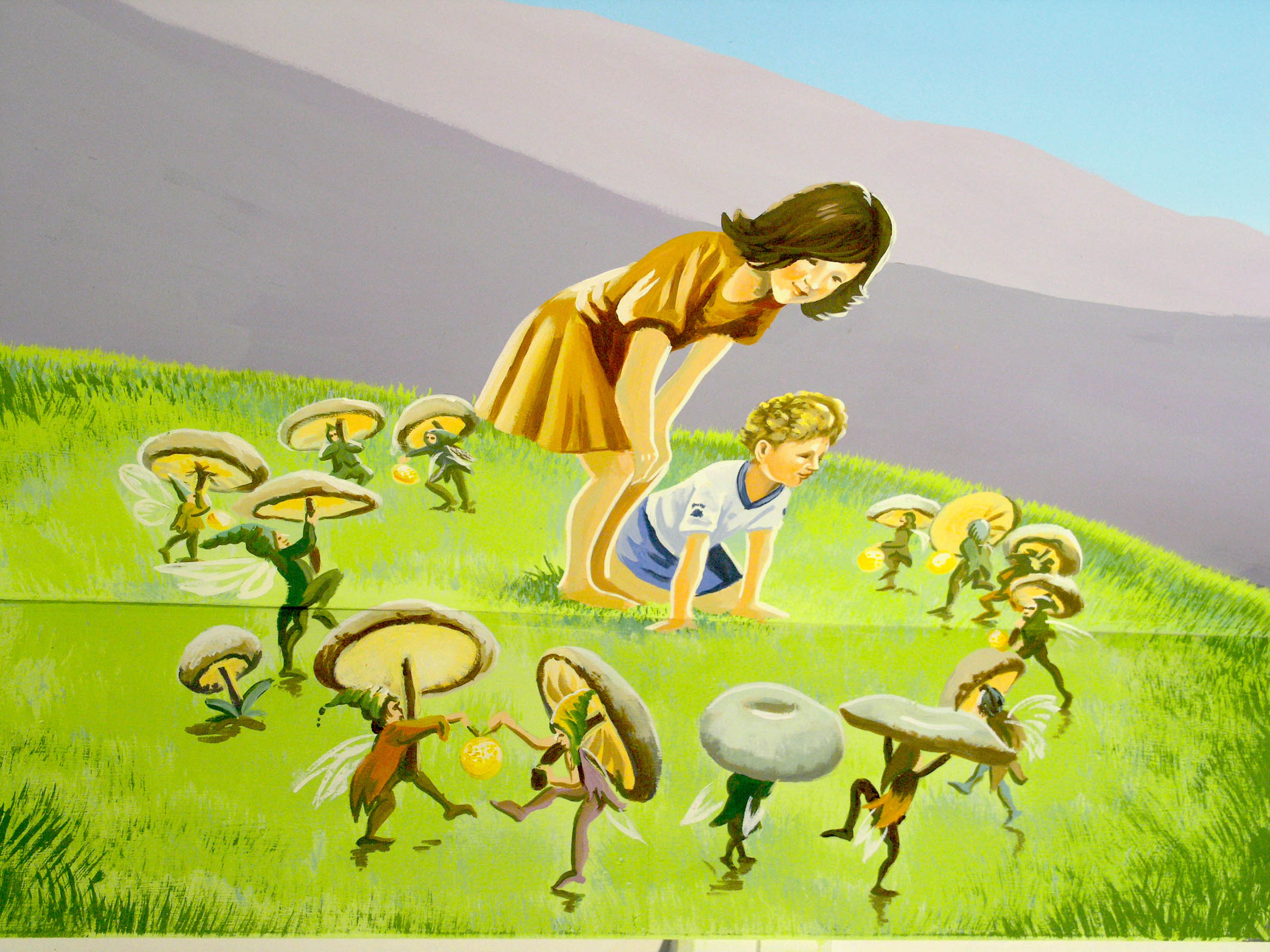 kids fantasy playroom mural