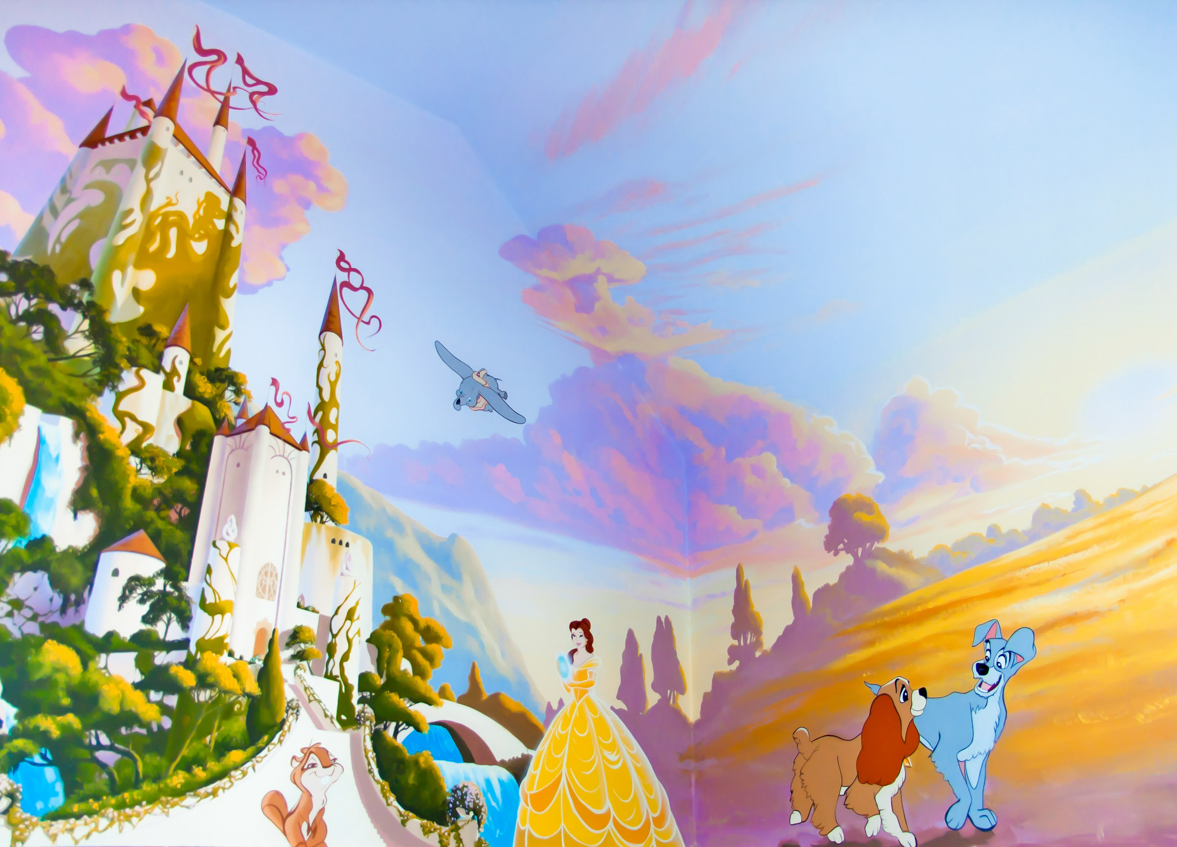 Enchanted Nursery mural showing corner