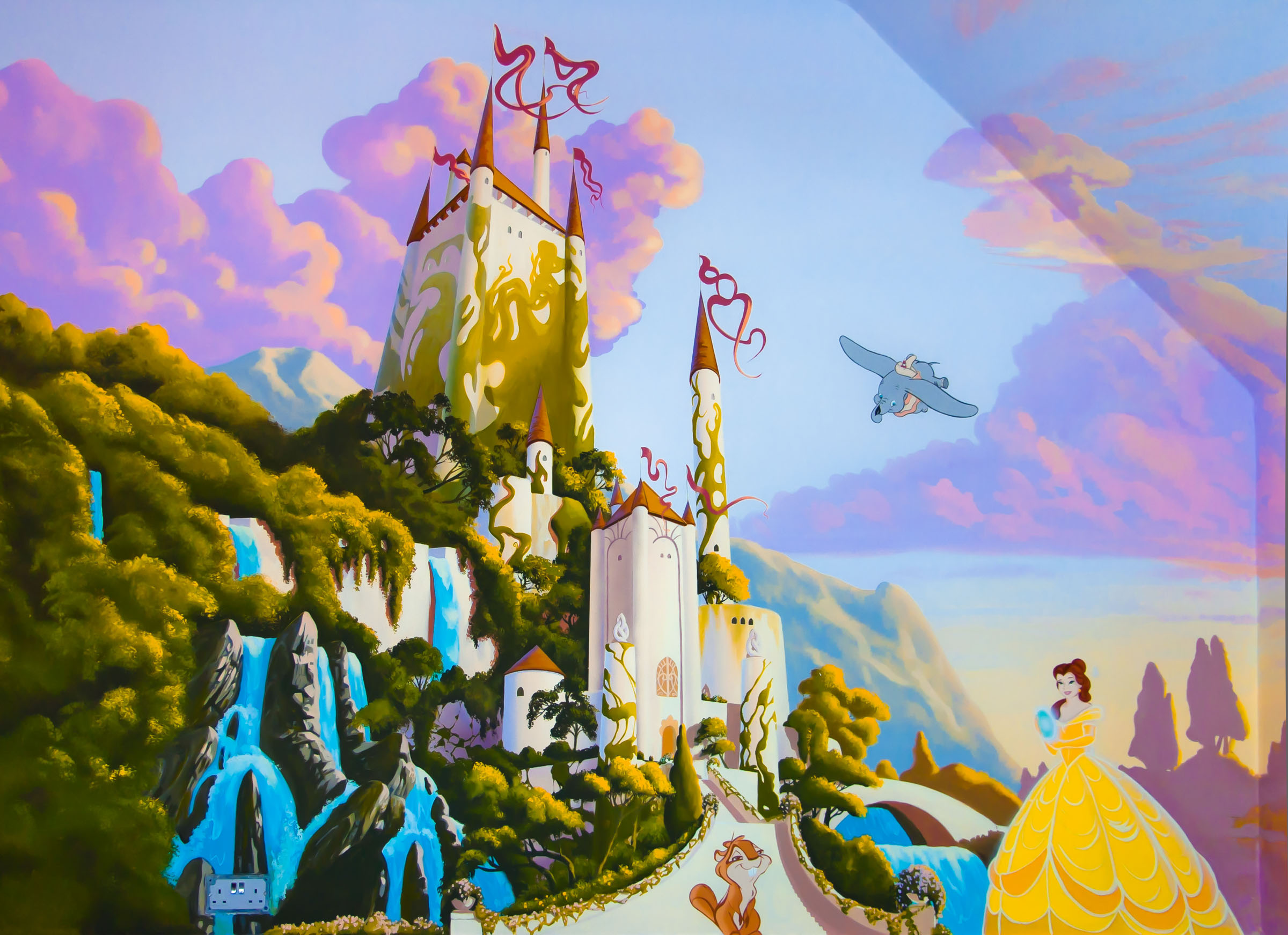 Kid's Murals - Disney castle Mural in nursery