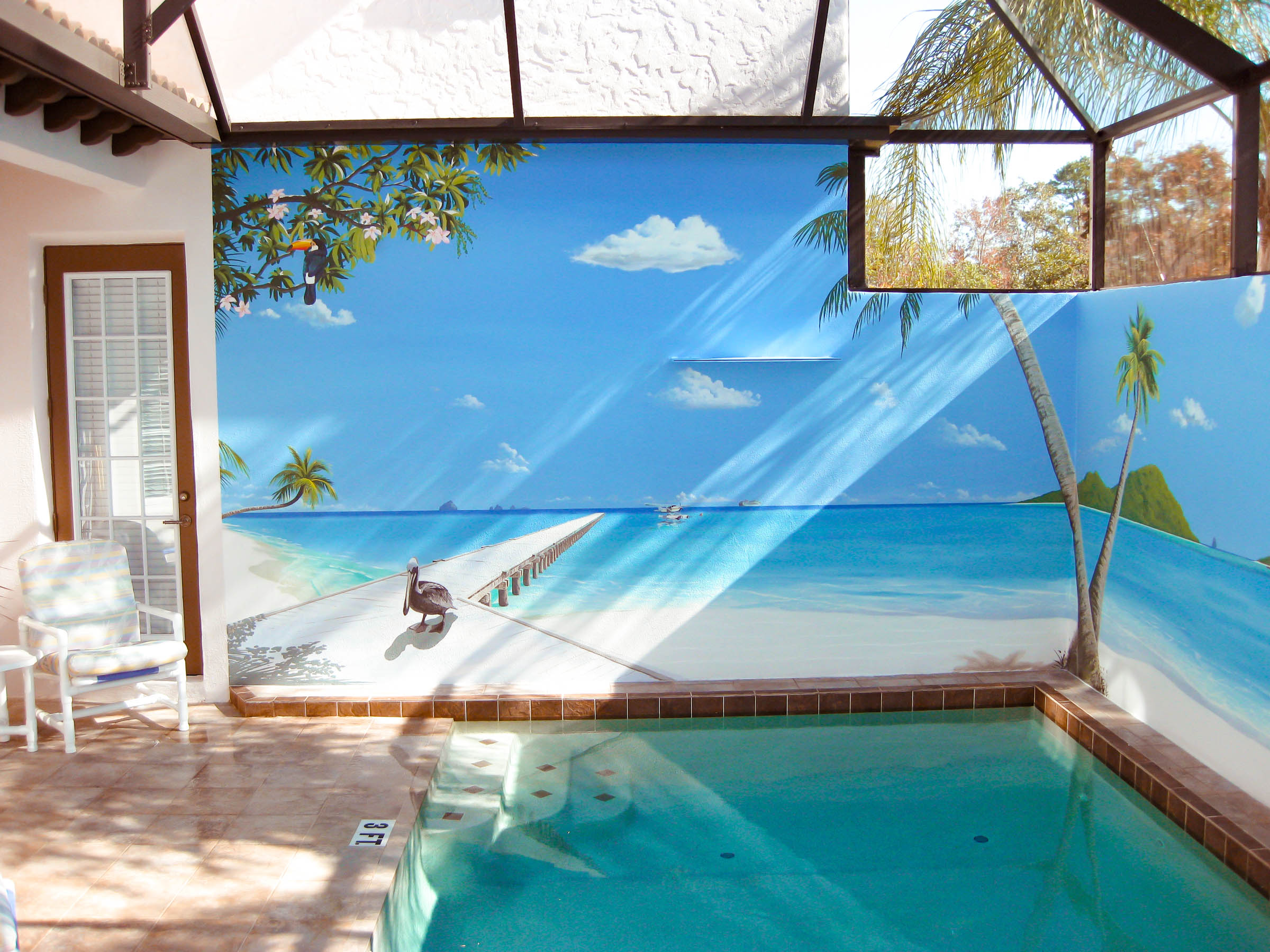 dappled-sunlight-on-pool-mural in Florida