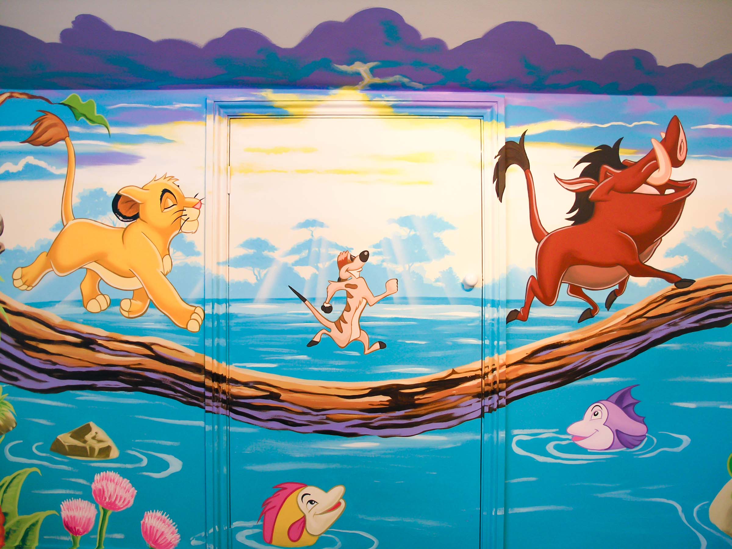 Mural showing scene from the Lion King, Hakuna Matata! what a wonderful phrase, it means no worries for the rest of your days
