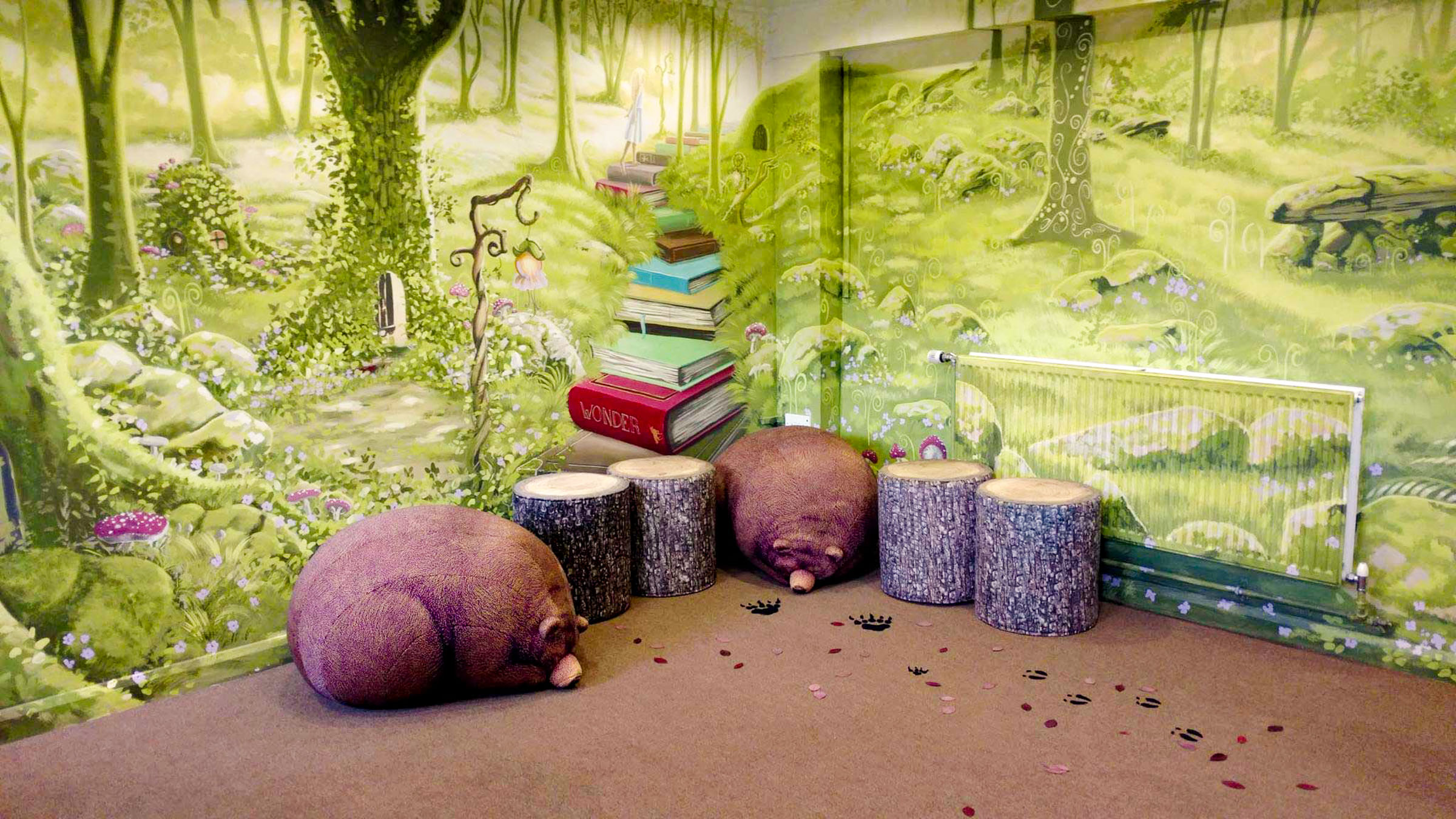 If you go down to the woods today... School library mural to inspire young minds to read