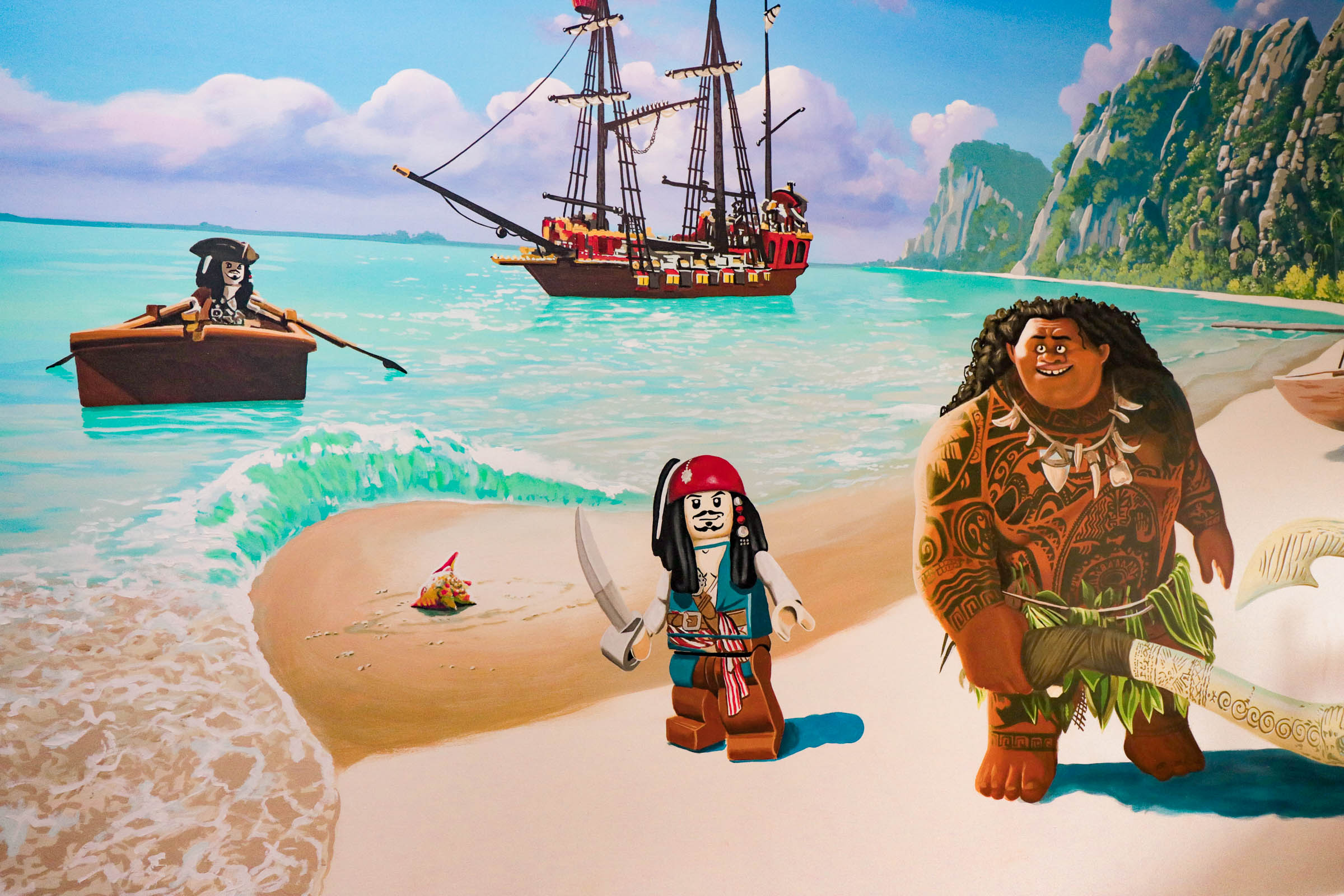 Maui and Lego Jack Sparrow mural