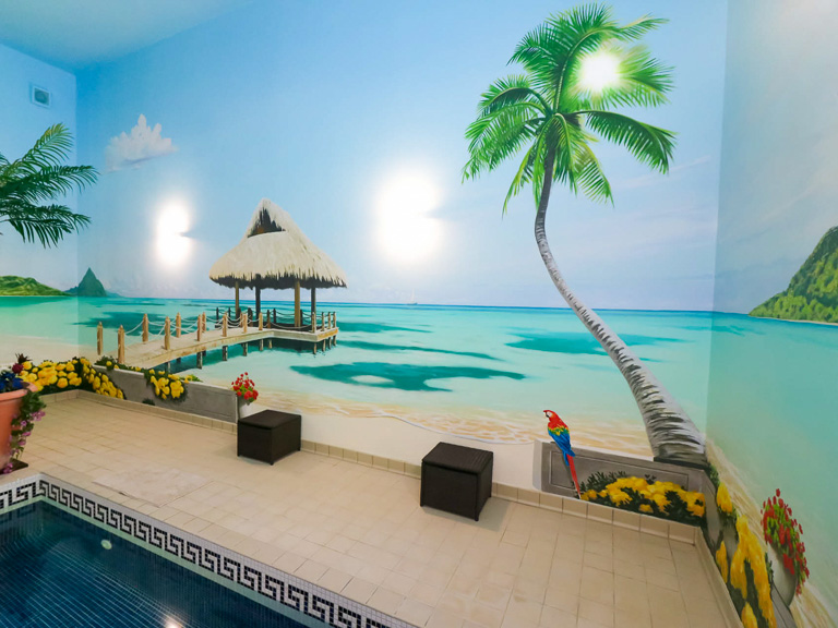 Caribbean Mural around Swimming Pool