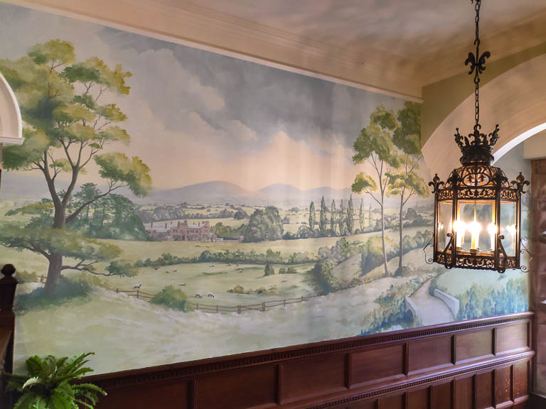 Period Property Landscape Mural over Grand Stairs, English Landscape, Shrewsbury