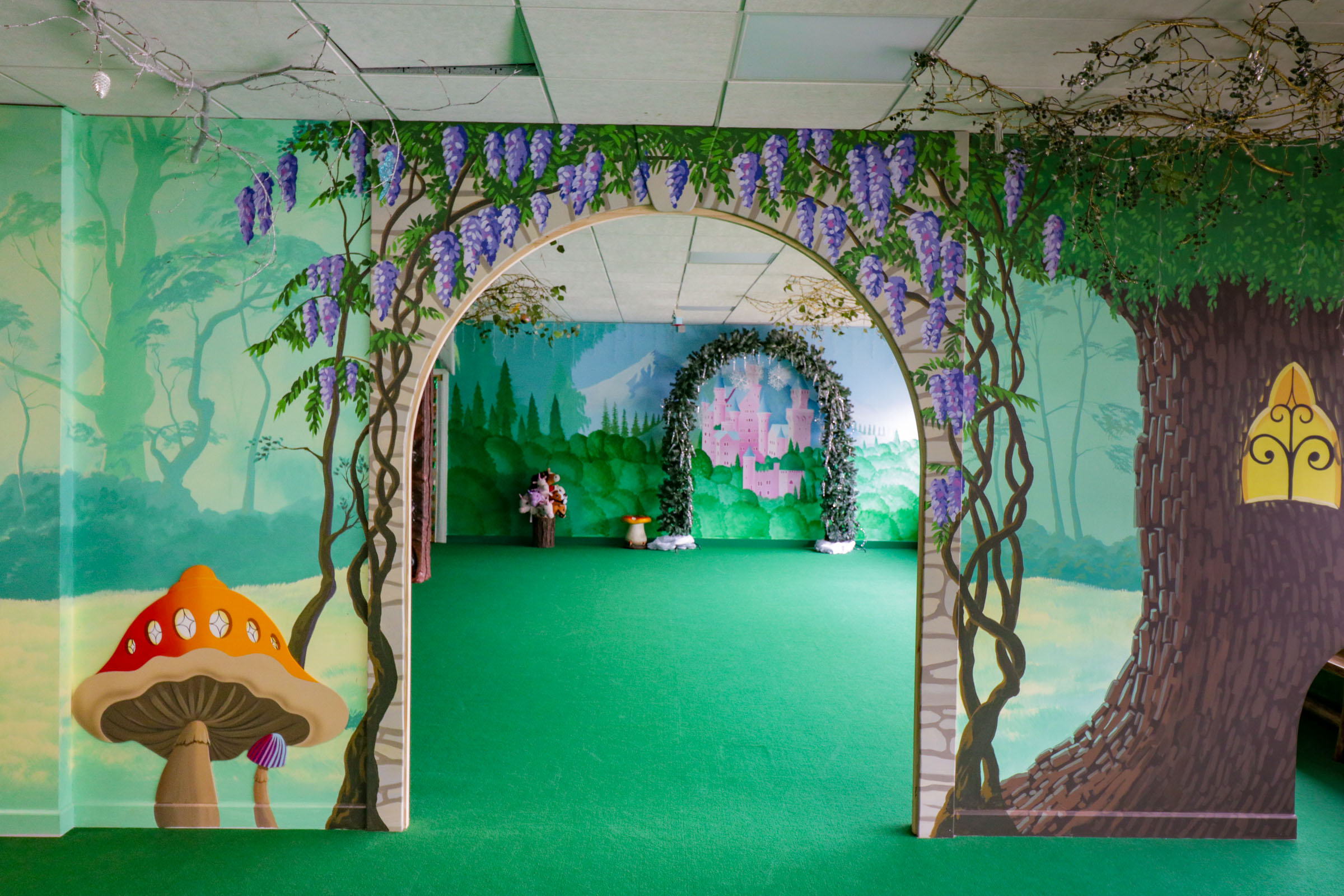 Magic Forest Party Room arch partition from one side