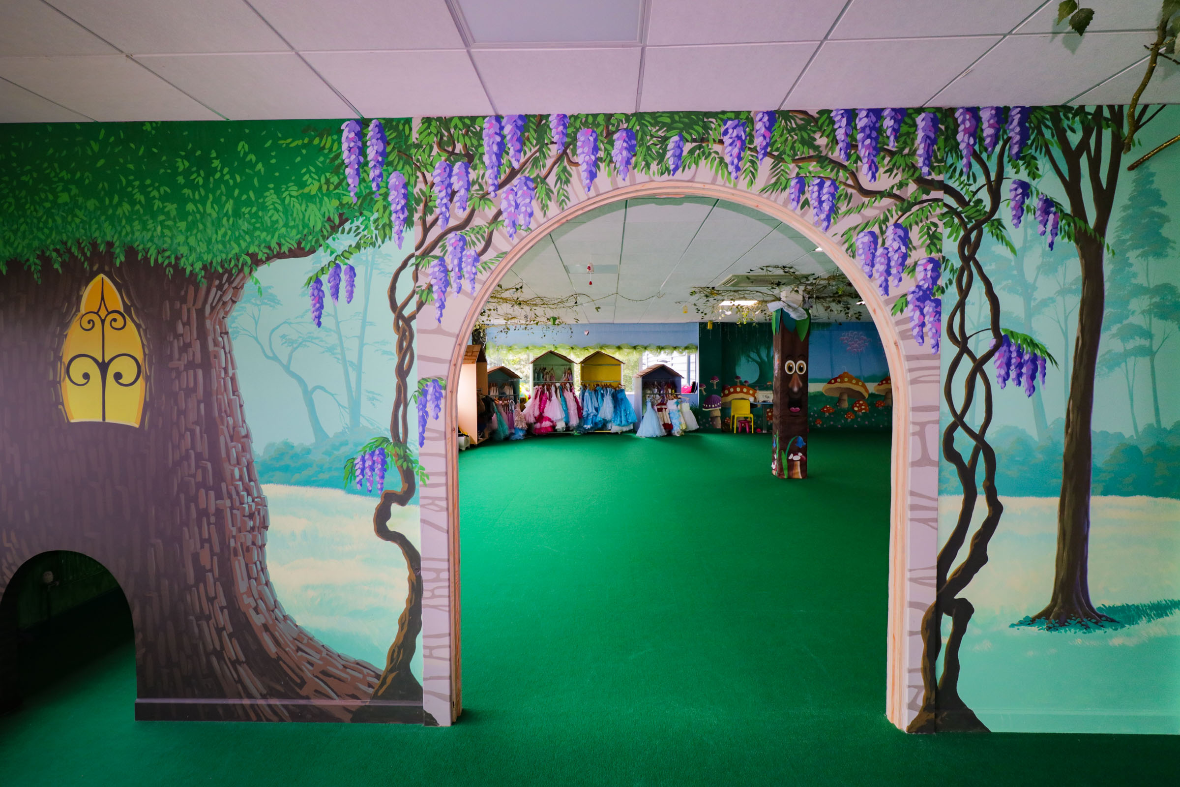 Magic Forest Party Room at the Riverside Hub, with wisteria around gateway