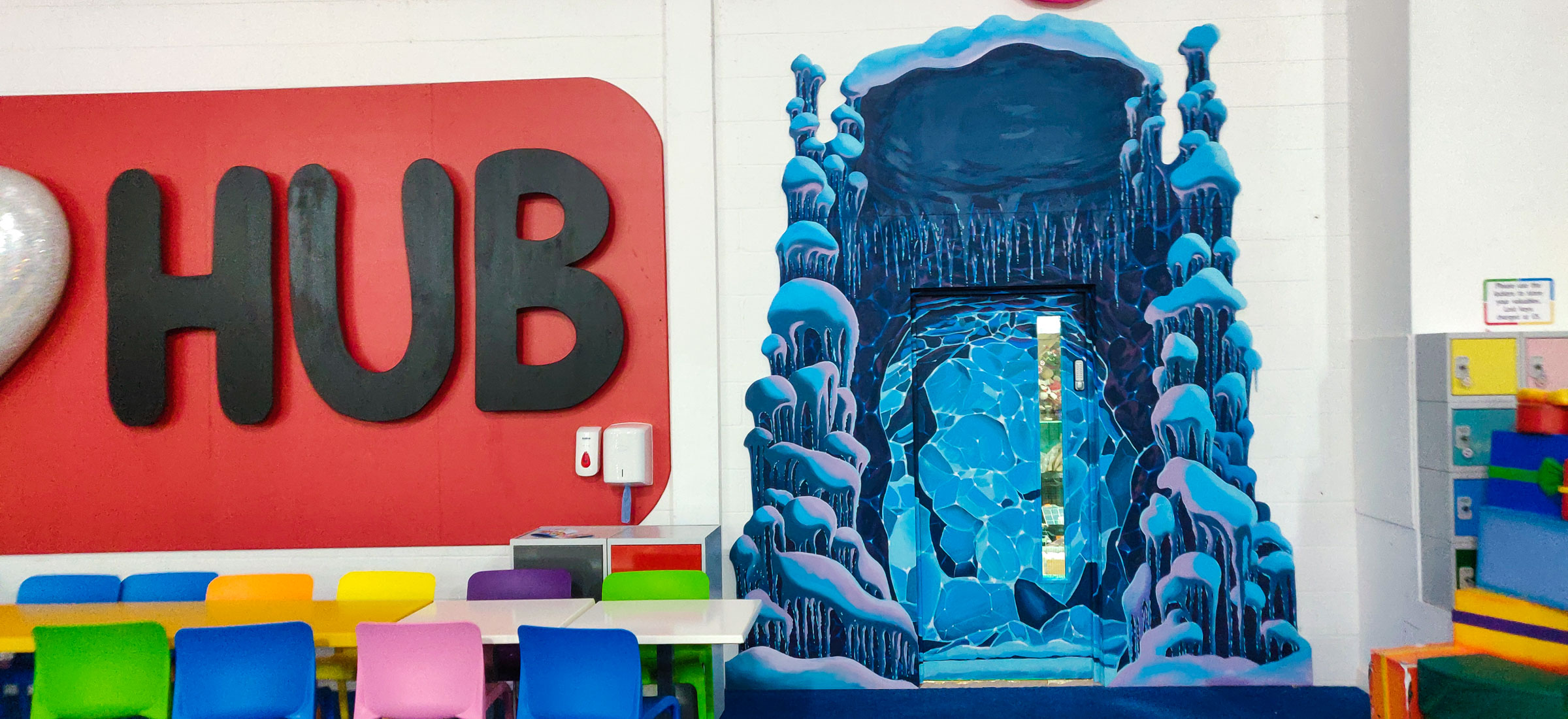 winter snow mountains mural for playcenter