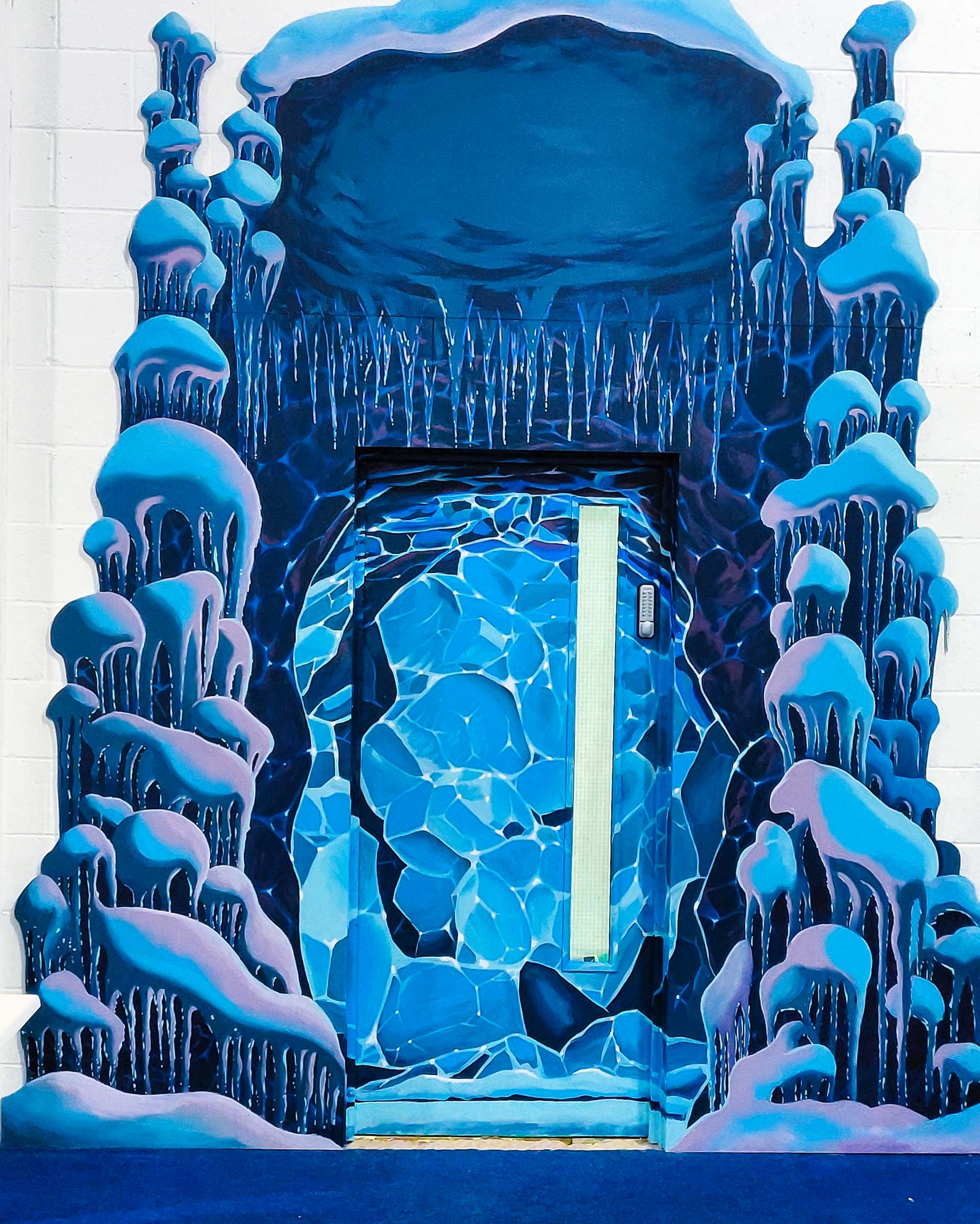 winter snow mountains mural for playcenter