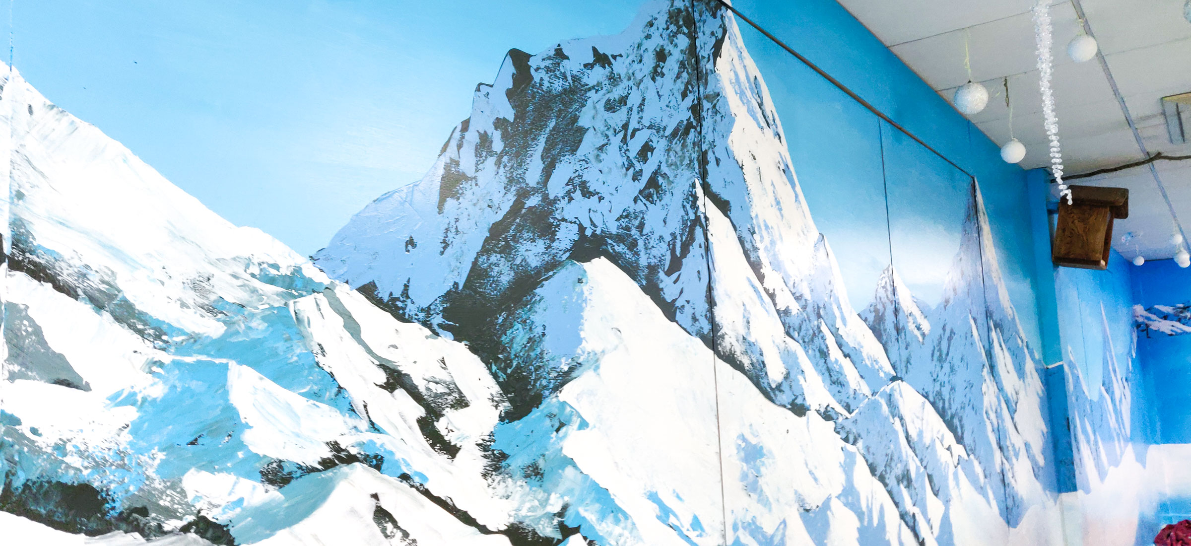 winter snow mountains mural for playcenter