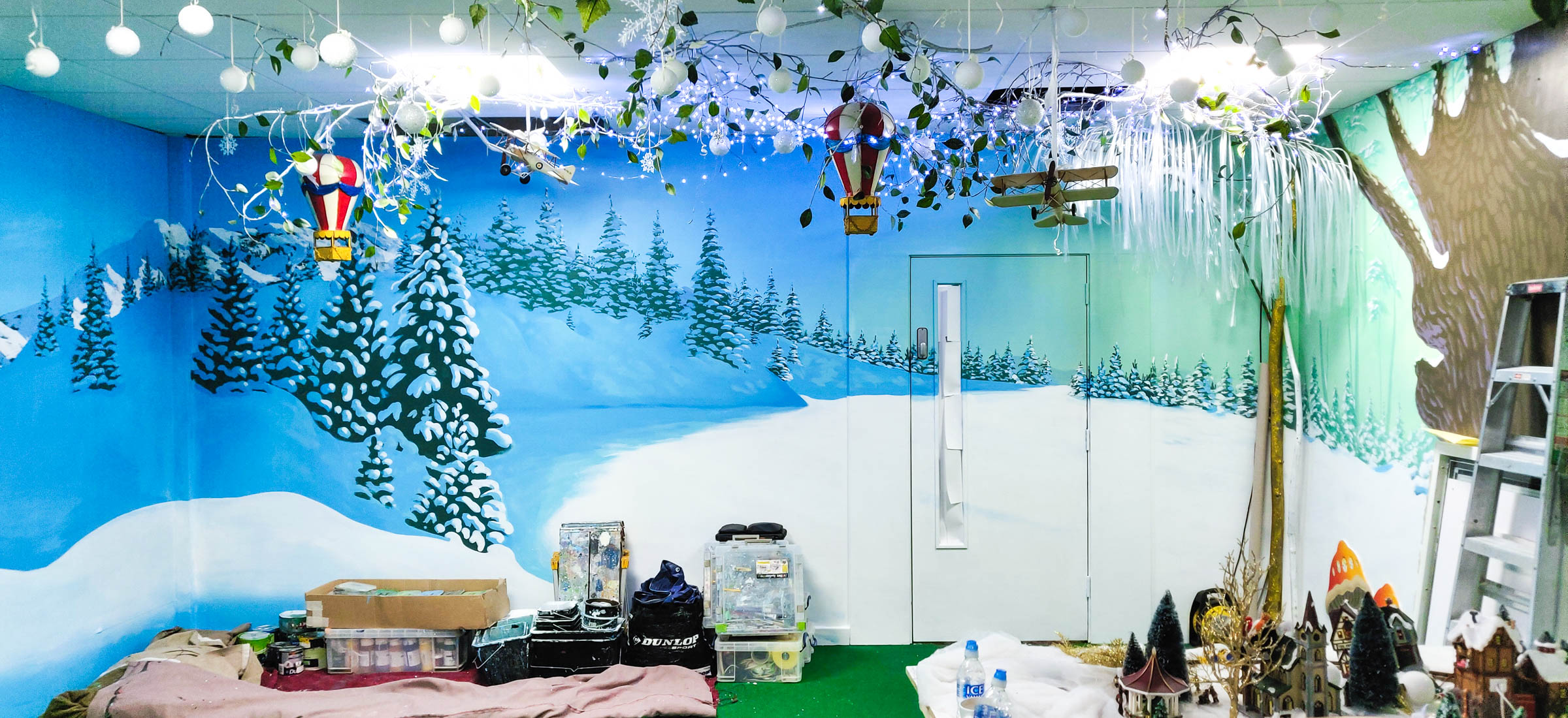 winter snow mountains mural for playcenter