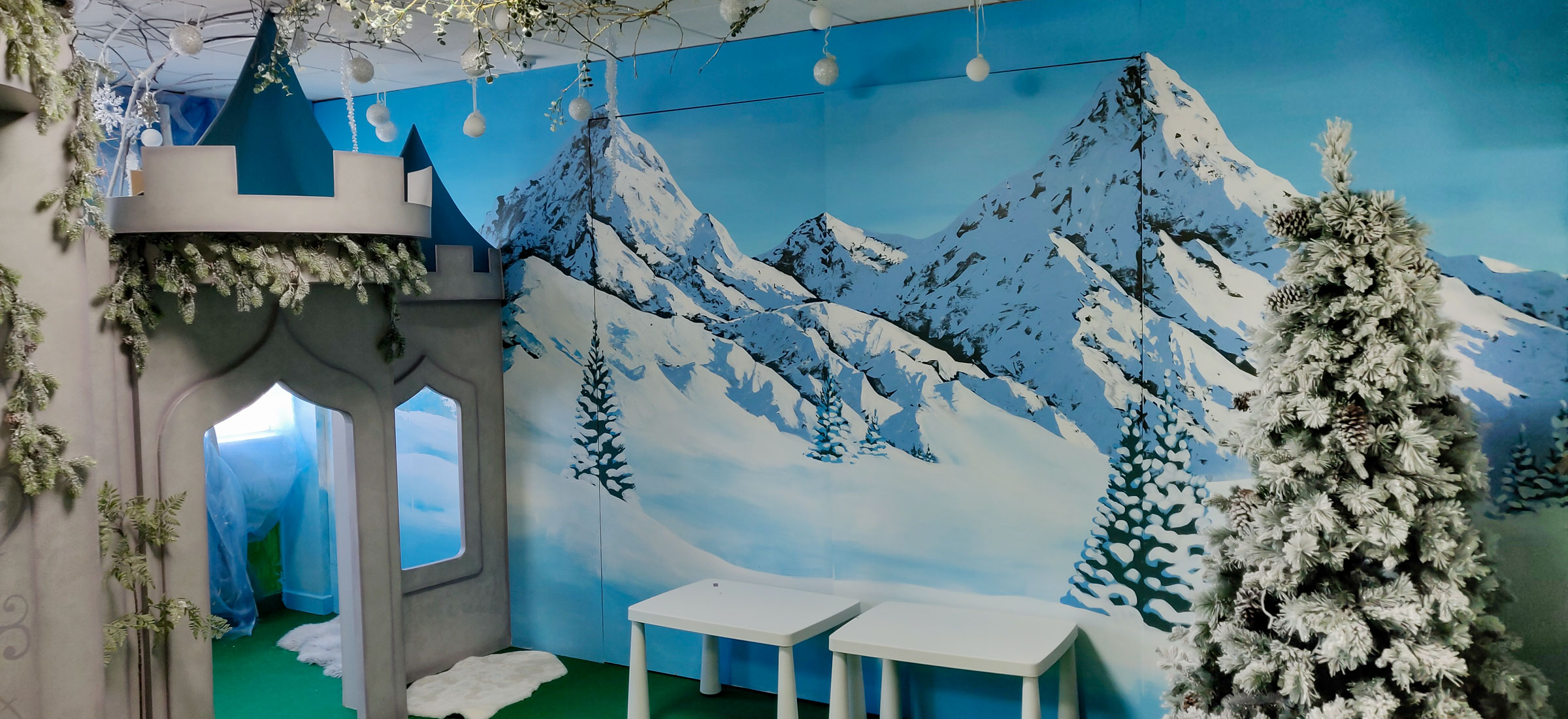 winter snow mountains mural for playcenter