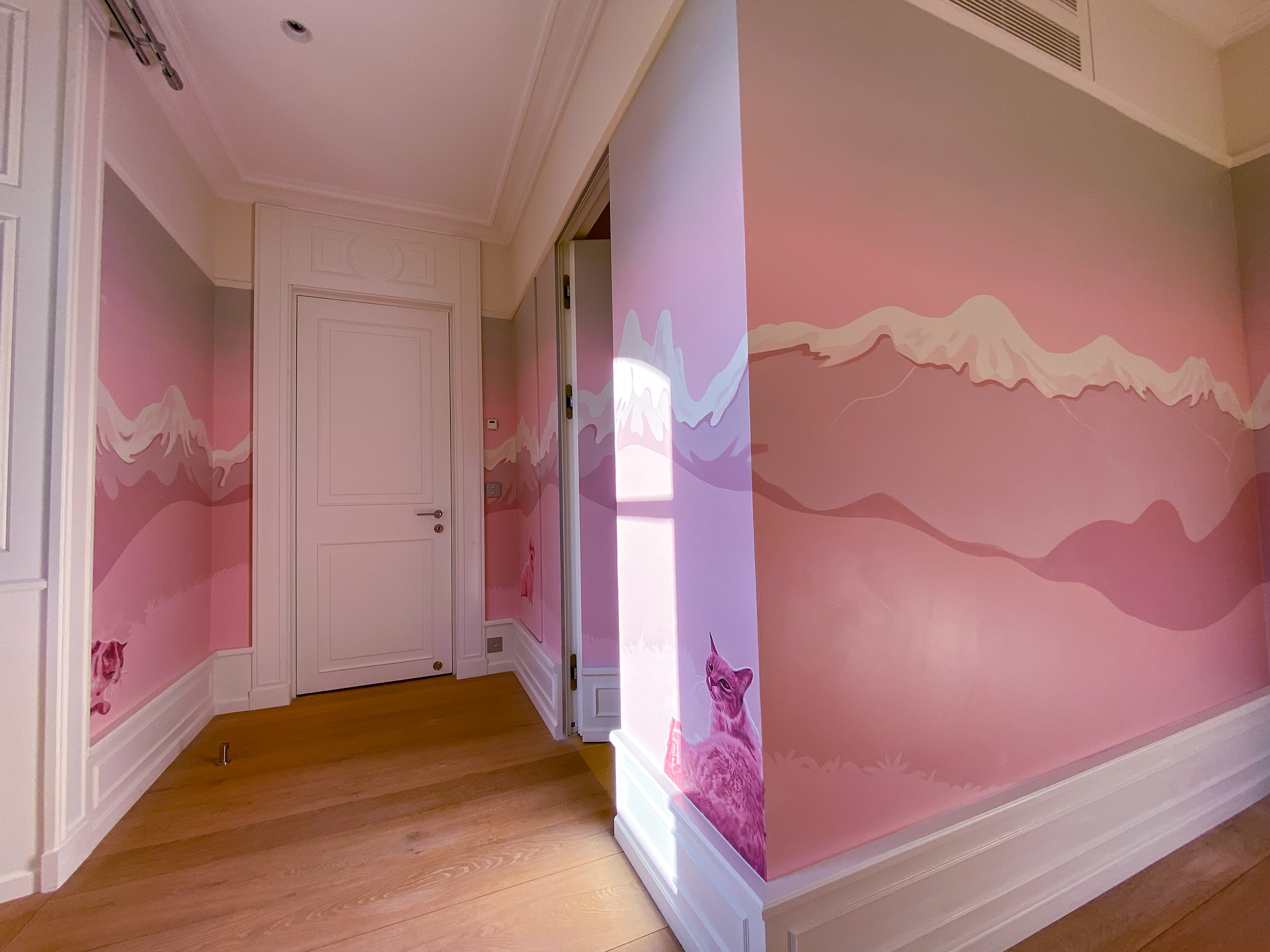 Pretty Pink Mural for girls - The design fits beautifully in the space