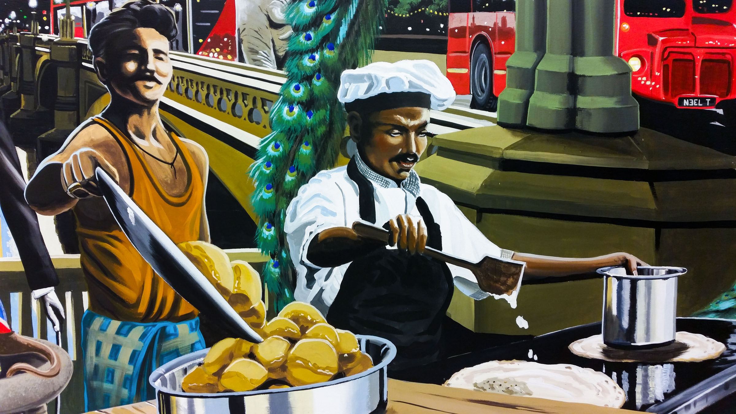 Mural shows Indian Street food, puri and dosa