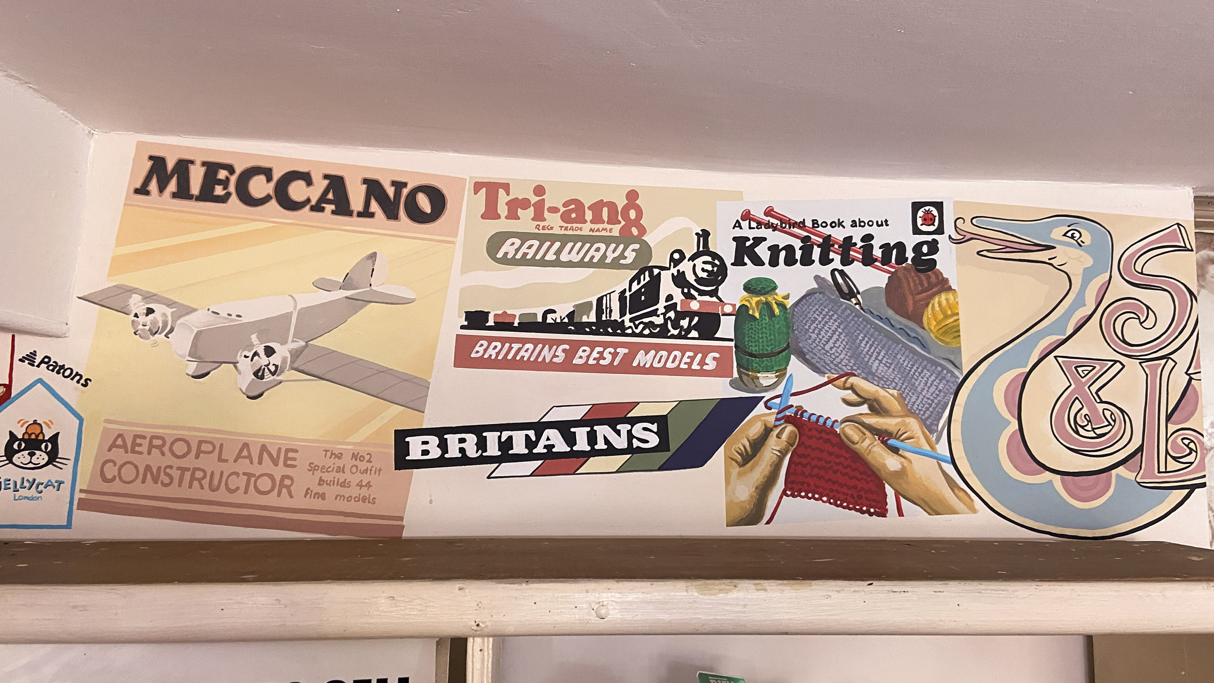 Williams of Audlem Mural - Some of the vintage brands of toys they would have sold in the past