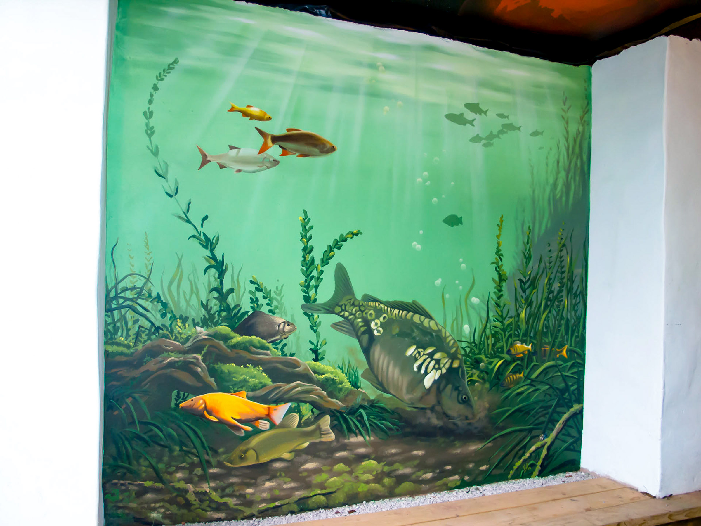 fish pond garden arbor mural, Staffordshire