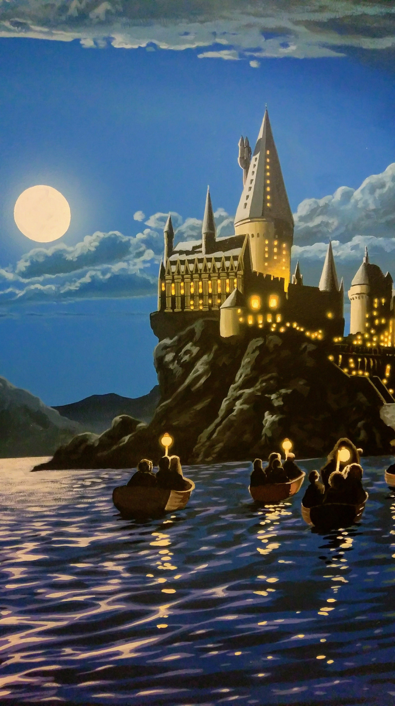 Harry Potter Mural - Hogwarts and Lake Detail