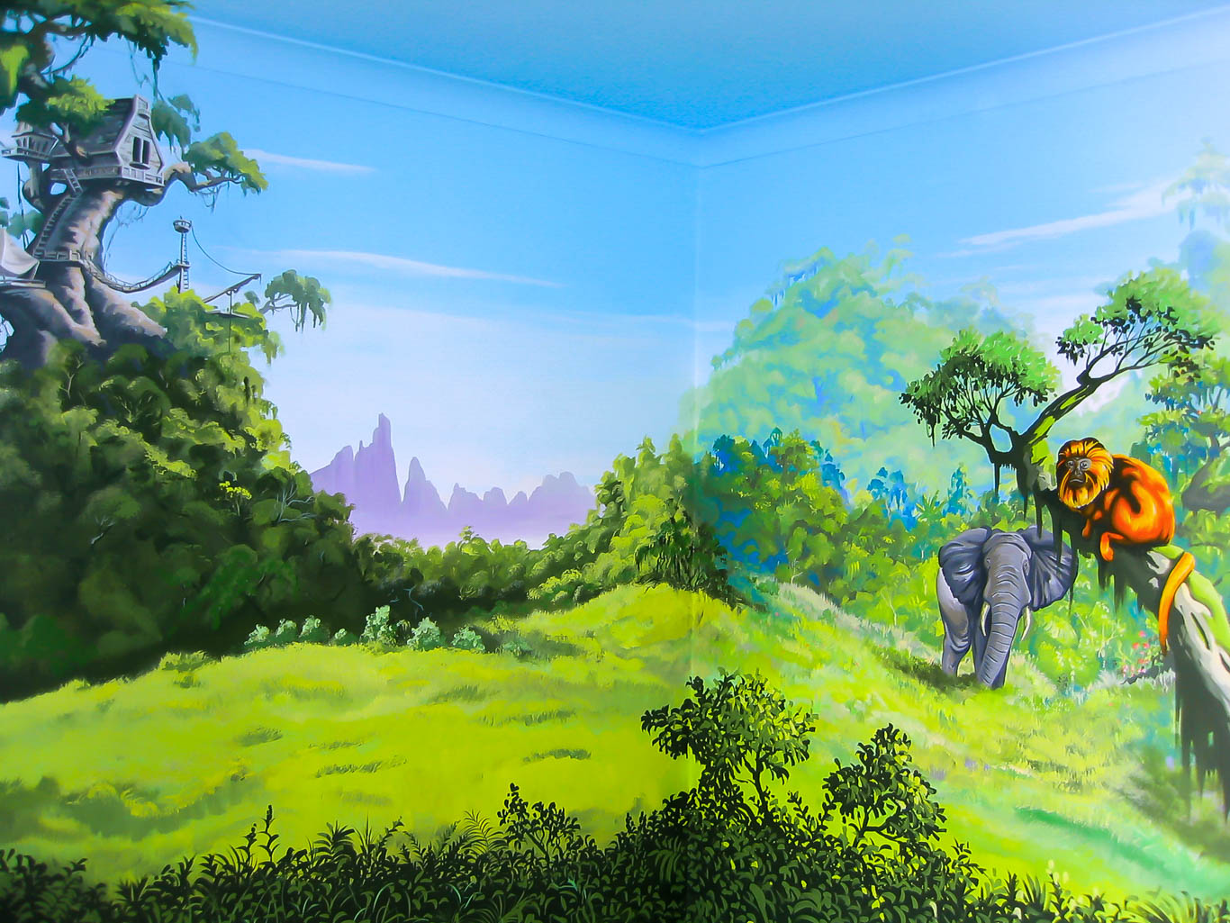 Jungle Mural in girl's room Sacredart Murals