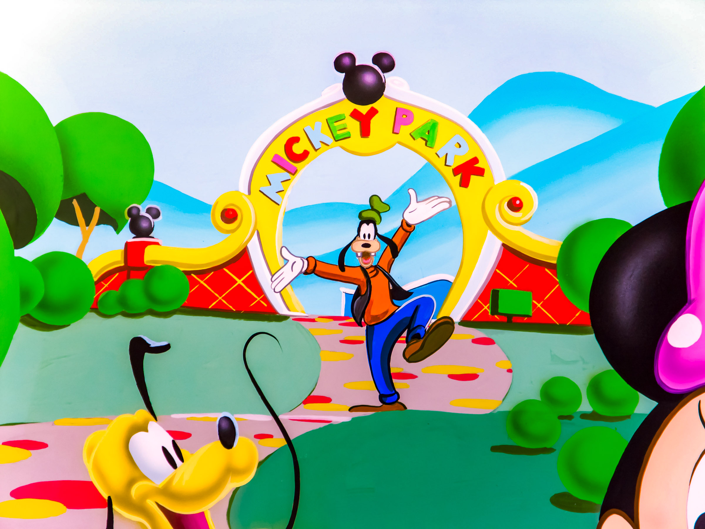 Goofy welcomes you to Mickey Park - mural design detail