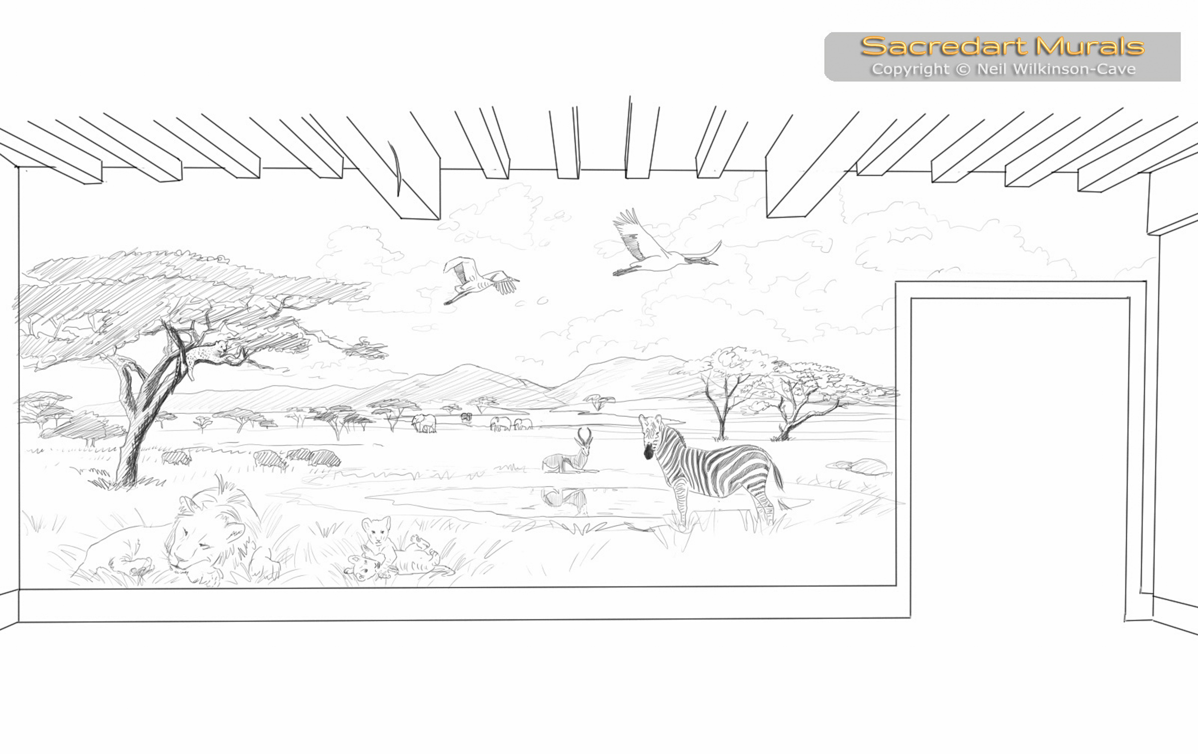 Safari Mural Sketch