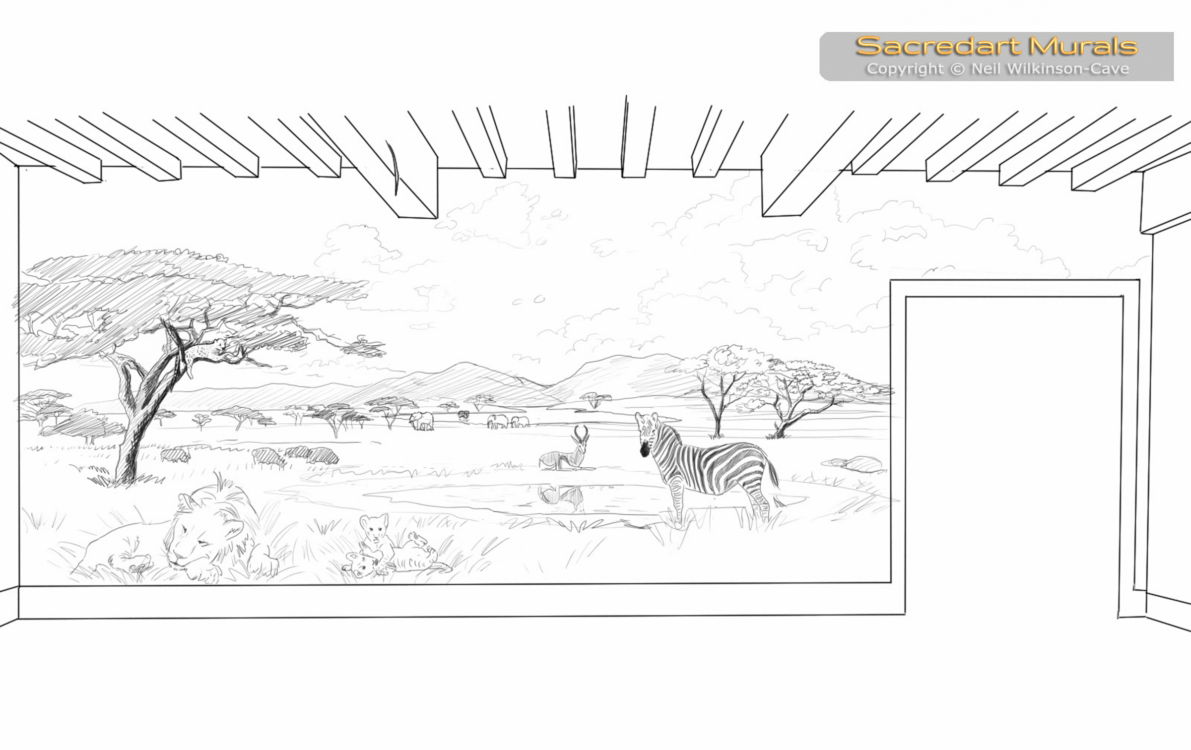 Safari Wall Mural drawing