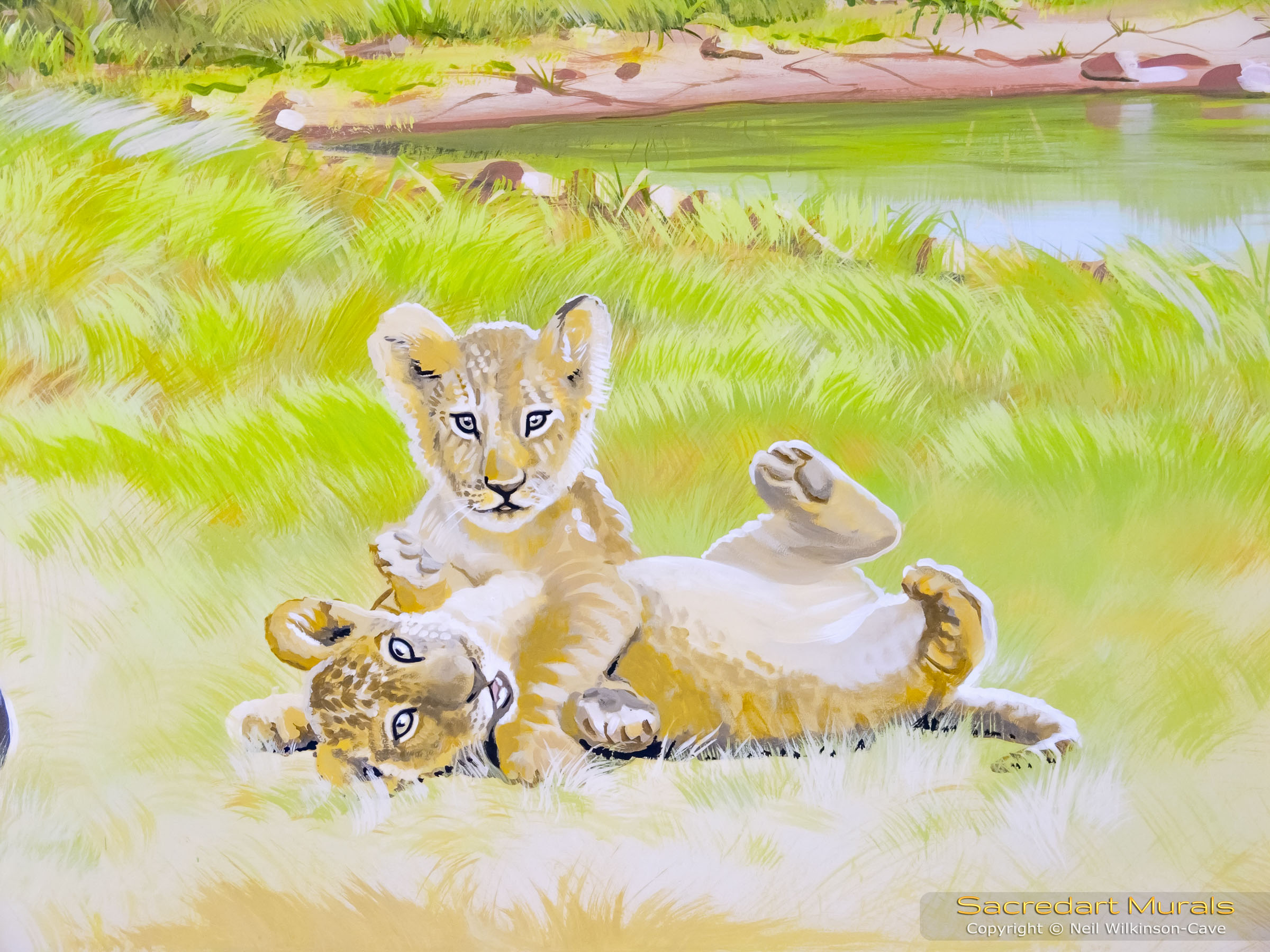 Lion cubs mural