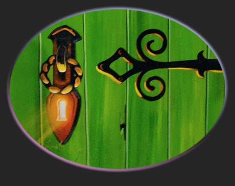 fantasy green door keyhole
