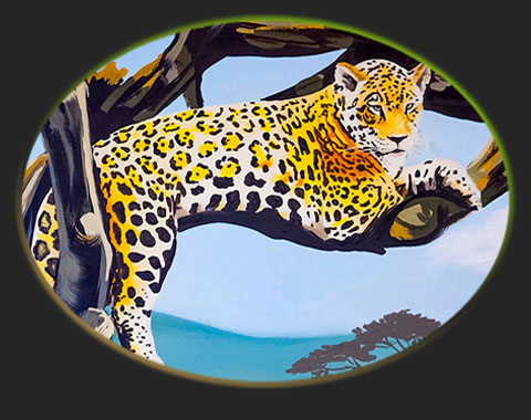 safari mural jaguar